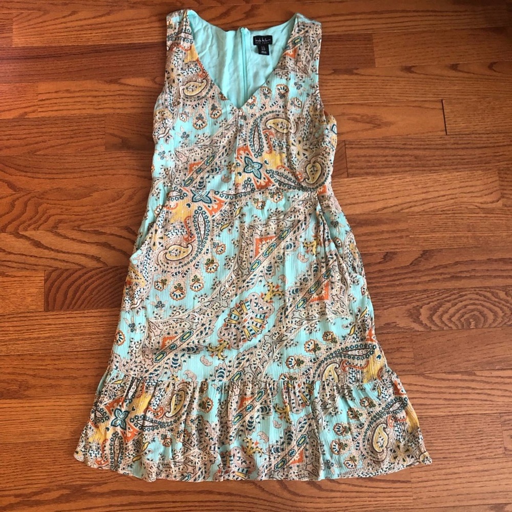 NICOLE MILLER Paisley Teal Lined Sheath Women’s Dress Size 10